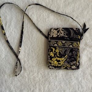 Vera Bradley Elegant Black and Yellow Crossbody Bag